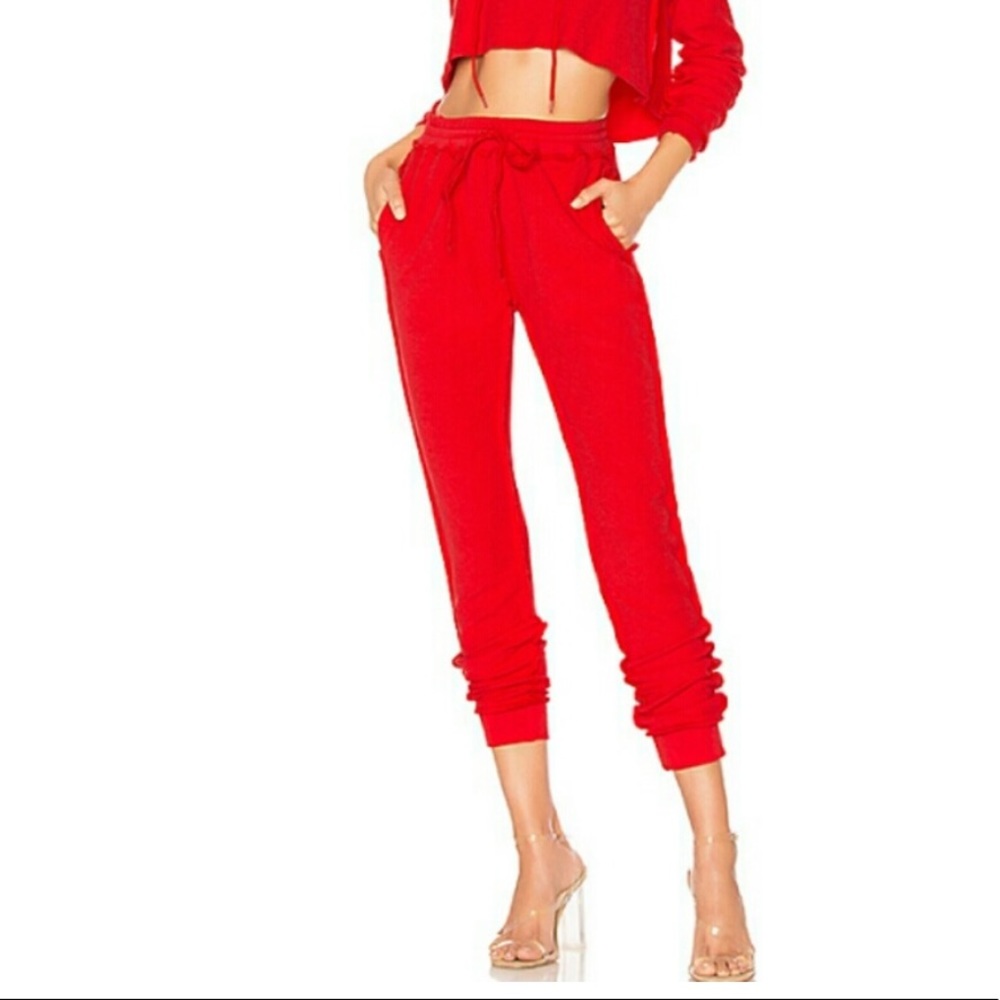 DANIELLE GUIZIO DG Cherry Red Sweatpants High Rise Joggers S